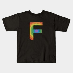 Retro Rainbow 'F' Sticker Kids T-Shirt